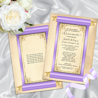 Vintages Lilac Gold Scroll Einladung