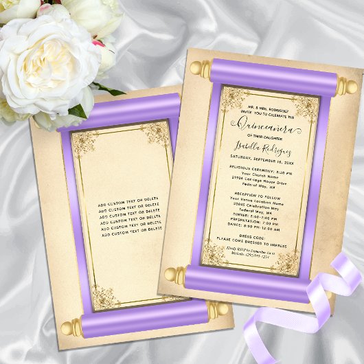 Vintages Lilac Gold Scroll Einladung
