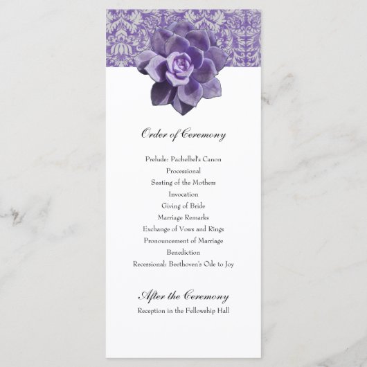 Vintages Lilac Succulent Wedding Program Programm (Rückseite)
