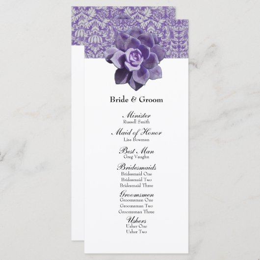 Vintages Lilac Succulent Wedding Program Programm (Vorne/Hinten)