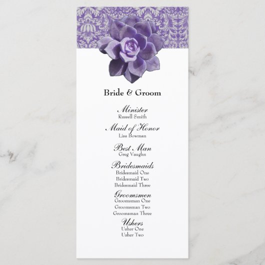Vintages Lilac Succulent Wedding Program Programm (Vorderseite)