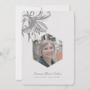 Vintages Lilien-Beileids-ErinnerungsFoto danken Dankeskarte