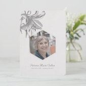 Vintages Lilies Beileid Memorial Foto Vielen Dank Dankeskarte (Stehend Vorderseite)