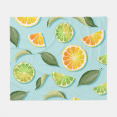 Vintages Limones Lemon Blue Pattern Fleecedecke (Vorderseite (Horizontal))