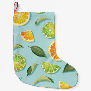 Vintages Limones Lemon Blue Pattern Kleiner Weihnachtsstrumpf