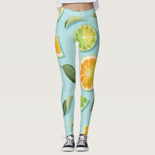 Vintages Limones Lemon Blue Pattern Leggings