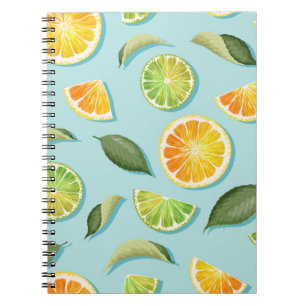 Vintages Limones Lemon Blue Pattern Notizblock