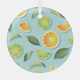Vintages Limones Lemon Blue Pattern Ornament Aus Glas