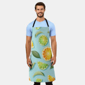 Vintages Limones Lemon Blue Pattern Schürze (Getragen)