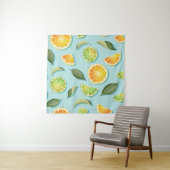 Vintages Limones Lemon Blue Pattern Wandteppich (Beispiel)