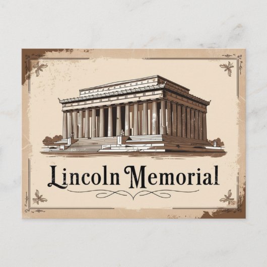 Vintages Lincoln Memorial Postkarte (Vorderseite)