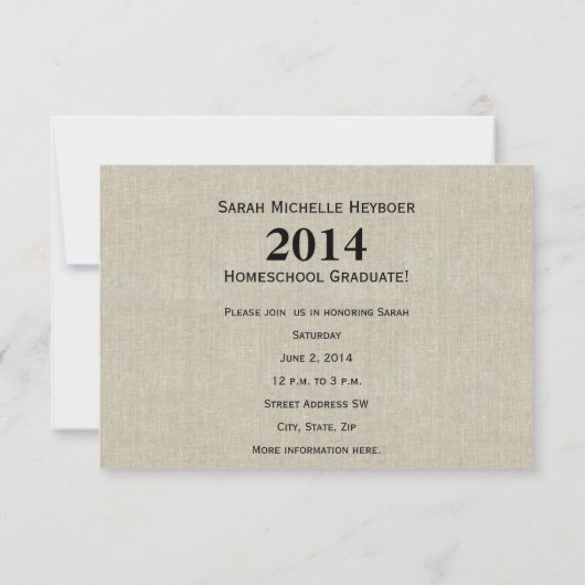 Vintages Linen Abschluss Foto Ankündigung (Rückseite)