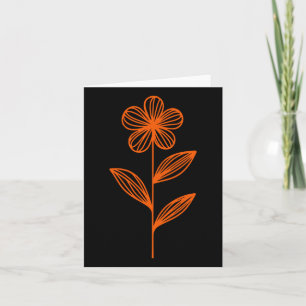 Vintages Linocut-Blume-Design in Orange und Lavend Karte