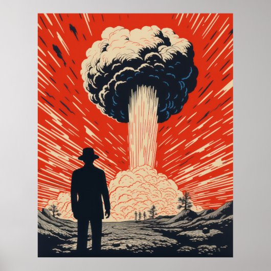 Vintages Linocut Poster - Eleganter Mann im Anzug  (Vorne)