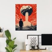 Vintages Linocut Poster - Eleganter Mann im Anzug  (Heimbüro)