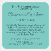 Vintages Lippenbalsam-Etikett - aquamarin Quadratischer Aufkleber (Vorderseite)