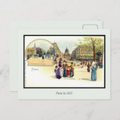 Vintages Litho Paris 1897 2 von 6 Postkarte (Vorne/Hinten)