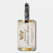 Vintages Lizenzeigentum am Gepäcktag Gepäckanhänger (Rückseite vertikal)