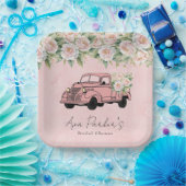 Vintages LKW-Brautparty Rosa Pink Pappteller (Party)