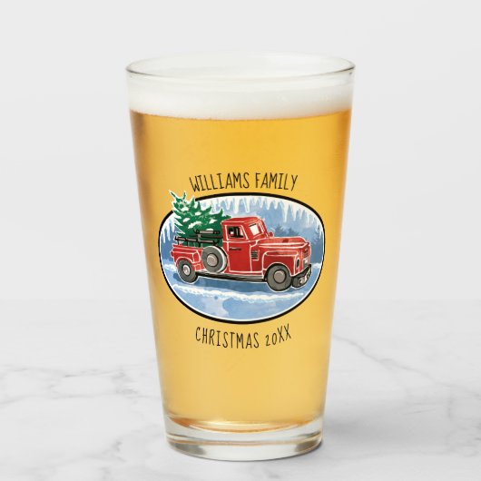 Vintages LKW-Weihnachtsmit Monogramm Familienname Glas (Vorne (Gefüllt))