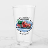 Vintages LKW-Weihnachtsmit Monogramm Familienname Glas (Vorderseite)