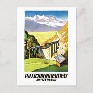 Vintages Loetschberger Bahnreisepaket Postkarte