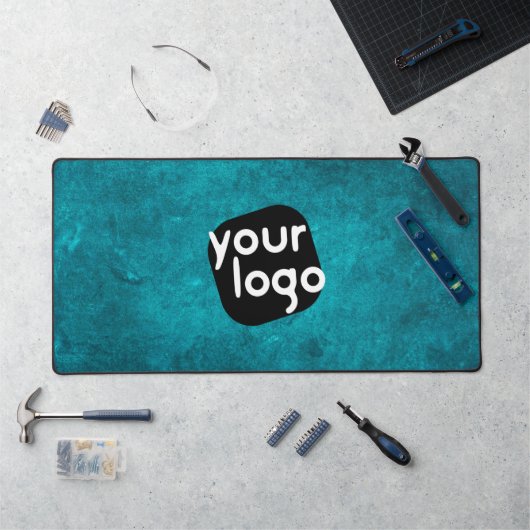 Vintages Logo-Blau für Werbezwecke hinzufügen Schreibtischunterlage (Arbeitsplatz)