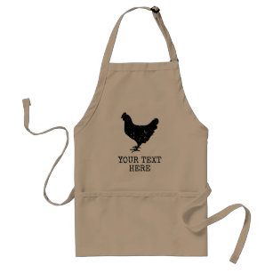 Vintages Logo für die Silhouette von Hühnern und G Schürze