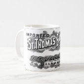 Vintages Logo für die Werbung in St. Thomas Bay Ru Kaffeetasse (Vorderseite Links)