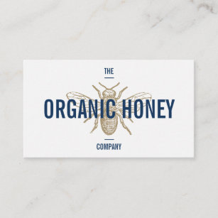 Vintages Logo für handgefertigte, hellbraune Honig Visitenkarte