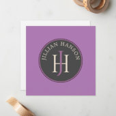 Vintages Logo für Monogramm Mitteilungskarte (Vorderseite/Rückseite Beispiel)