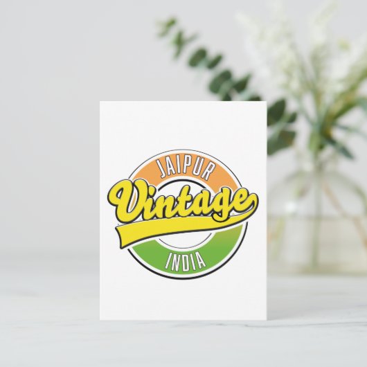 Vintages Logo-Plakatheft für Jaipur Postkarte (Stehend Vorderseite)