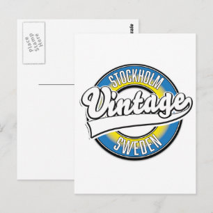 Vintages Logo von Stockholm Schweden Postkarte