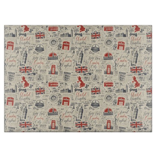 Vintages London Glass Cutting Board Schneidebrett (Vorderseite)