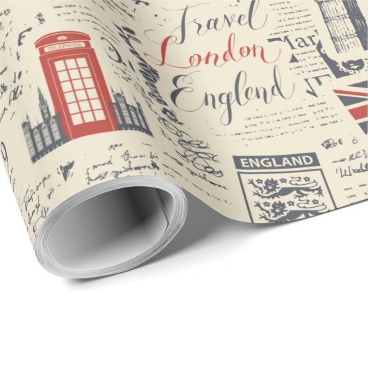 Vintages London Wrapping Paper Geschenkpapier (Rolleneckpunkt)