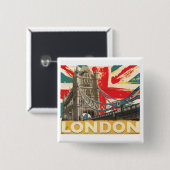 Vintages Londoner Poster Button (Vorne & Hinten)