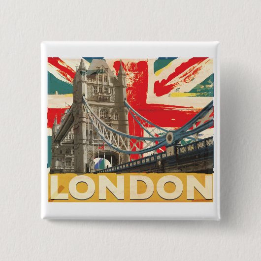 Vintages Londoner Poster Button (Vorderseite)