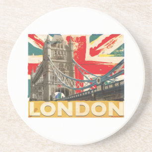 Vintages Londoner Poster Sandstein Untersetzer