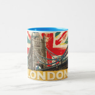 Vintages Londoner Poster Zweifarbige Tasse