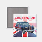 Vintages Londoner Schwarztaxi Magnet (Vorderseite/Rückseite)