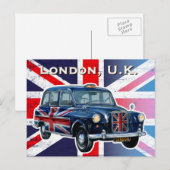 Vintages Londoner Schwarztaxi Postkarte (Vorne/Hinten)