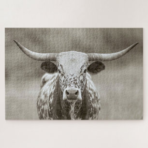 Vintages Longhorn Steer Cattle Puzzle