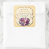 Vintages Lotus-Buchzeichen Quadratischer Aufkleber (Tasche)