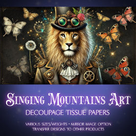 Vintages Löwendekoupage Seidenpapier