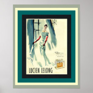 Vintages Lucien Lelong französisches Parfüm-Plakat Poster