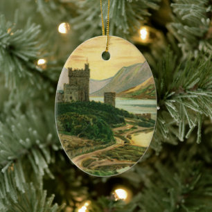 Vintages Lucky Gold Kleeblatt mit einem irischen S Keramik Ornament