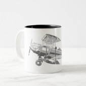 Vintages Luft-Flugzeug Zweifarbige Tasse (Vorderseite Links)
