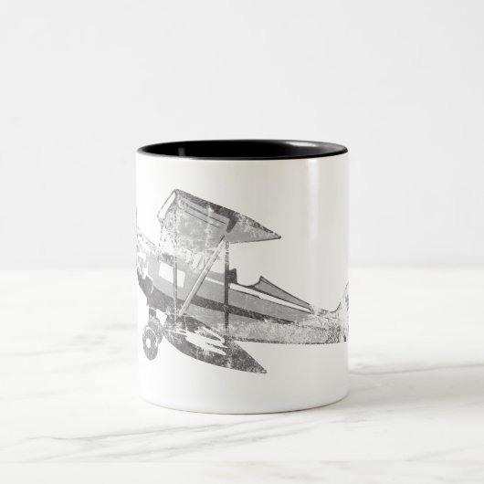Vintages Luft-Flugzeug Zweifarbige Tasse (Mittel)