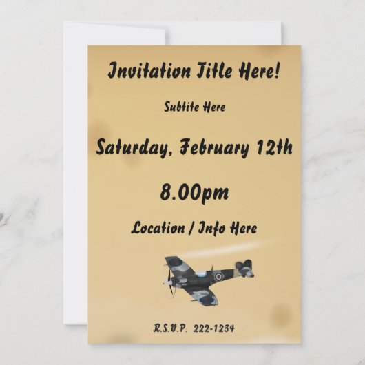 Vintages Luftfahrzeug Einladung (Rückseite)