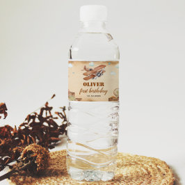 Vintages Luftfahrzeug - Geburtswasserflaschenetike Wasserflaschenetikett